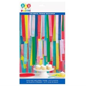 321 Party! Rainbow Colorful Fringe Backdrop Kit